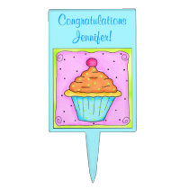 Pink Cupcake Cake Pick Topper Personalized cake picks