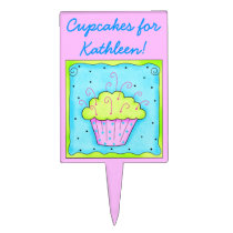Pink Cupcake Cake Pick Topper Personalized cake picks