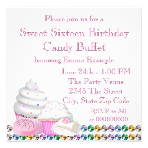 Pink Cupcake Candy Buffet Party Invitation