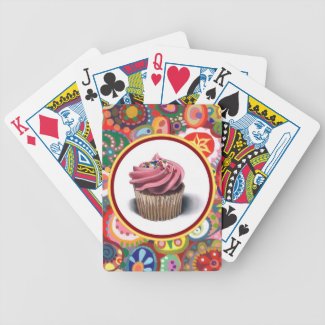 Pink Cupcake Colorful Abstract Art Playing Cards