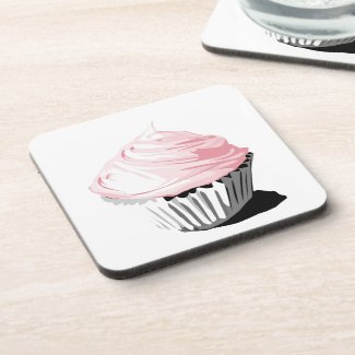 Pink cupcake cork coaster