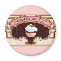 Pink Cupcake Couture Sign Logo Banner Fridge Magnet