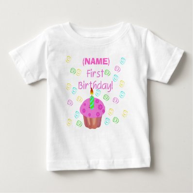 Pink Cupcake First Birthday Customized Tshirts