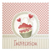 Pink Cupcake Invitation invitations