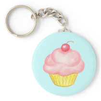 Pink Cupcake Keyring Keychains