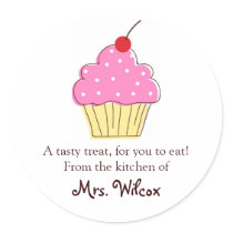 Pink Cupcake labels, From the Kitchen Of... Sticker
