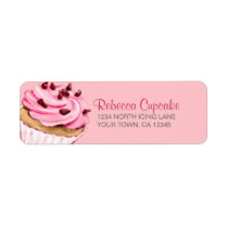Pink Cupcake on Pink Return Address Label