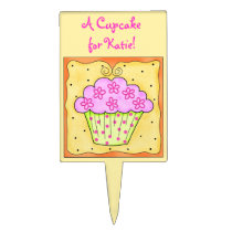 Pink Cupcake Orange Cake Pick Personalized cake picks