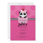 Pink Cupcake Panda Birthday Party Invitation
