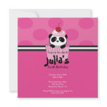 Pink Cupcake Panda Birthday Party Invitation