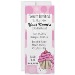 Pink Cupcake Polka Dot Invitations