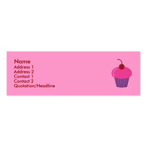 Pink Cupcake Profile Cards Business Card Templates (front side)