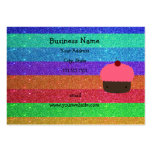 Pink cupcake rainbow glitter business card