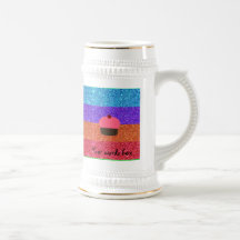 Pink cupcake rainbow glitter coffee mug