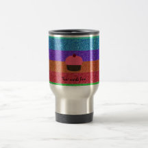 Pink cupcake rainbow glitter coffee mugs