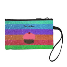 Pink cupcake rainbow glitter coin purse