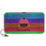 Pink cupcake rainbow glitter laptop speakers