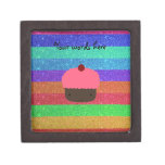 Pink cupcake rainbow glitter premium keepsake boxes