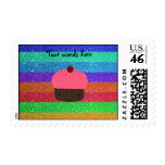 Pink cupcake rainbow glitter stamps