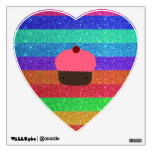 Pink cupcake rainbow glitter wall skin