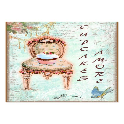 Pink Cupcake & Roses Business Cards