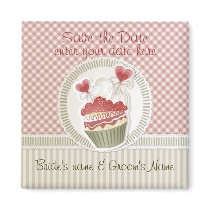 Pink Cupcake Save the date Magnet magnets