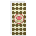Pink Cupcake Skinny Invitation -  Brown Polka Dots