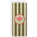 Pink Cupcake Skinny  Invitation - Brown Stripes