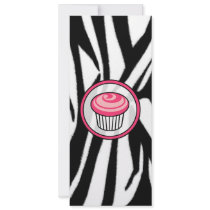 Pink Cupcake Skinny Invitation - Zebra Print