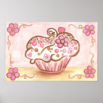 Pink Cupcake Sprinkles Art Poster