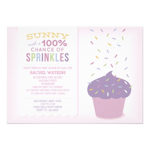 Pink Cupcake Sprinkles Baby Shower Invitation