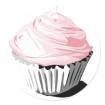 Pink cupcake stickers
