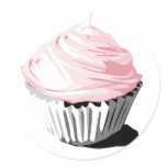 Pink cupcake stickers
