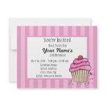 Pink Cupcake Striped Invitations