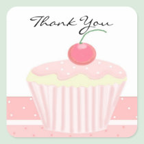 Pink Cupcake Thank You stickers