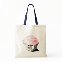 Pink cupcake tote canvas bags