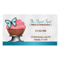 Pink Cupcake Turquoise Butterfly Business Cards business cards