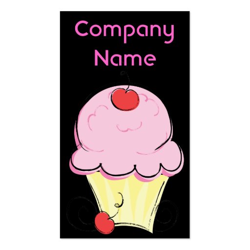 Pink Cupcake Vertical Business Cards (front side)