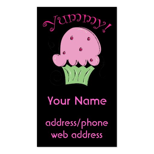 Pink Cupcake Vertical Business Cards (back side)