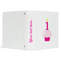 Pink Cupcake with Birthday Candle Binders