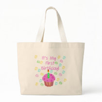 Pink Cupcake With Candle First Birthday bags