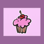 Pink Cupcake with Cherry