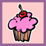 Pink Cupcake with Cherry