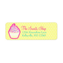 Pink Cupcake with Sprinkles Return Address Labels labels