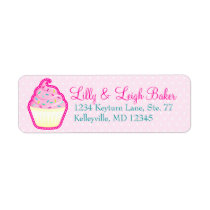 Pink Cupcake with Sprinkles Return Address Labels labels