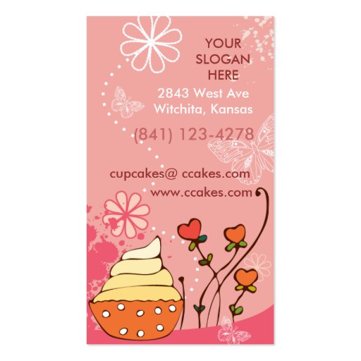 Pink Cupcakes Business Card (back side)