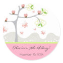 Pink Cupcakes on a Tree Custom Gift Label Sticker by fat_fa_tin Pink Cupcakes on a Tree Custom Gift Label Sticker