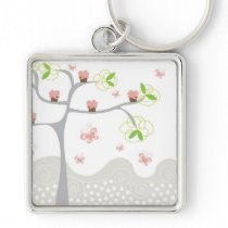 Pink Cupcakes on a Tree Keychain