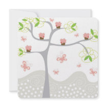 Pink Cupcakes on a Tree Kid's Birthday Invitation by fat_fa_tin Pink Cupcakes on a Tree Kid's Birthday Invitation