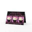 Pink Cupcakes on Black Background Invitations cards by jbranam Pink Cupcakes on Black Background Invitations cards